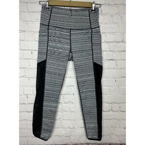 Athleta Cropped‎ Leggings side sheer mesh mid rise pockets, sz S, GUC